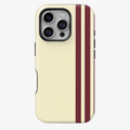 Cream Burgundy Stripe Phone Case – Minimal Vertical Racing Lines