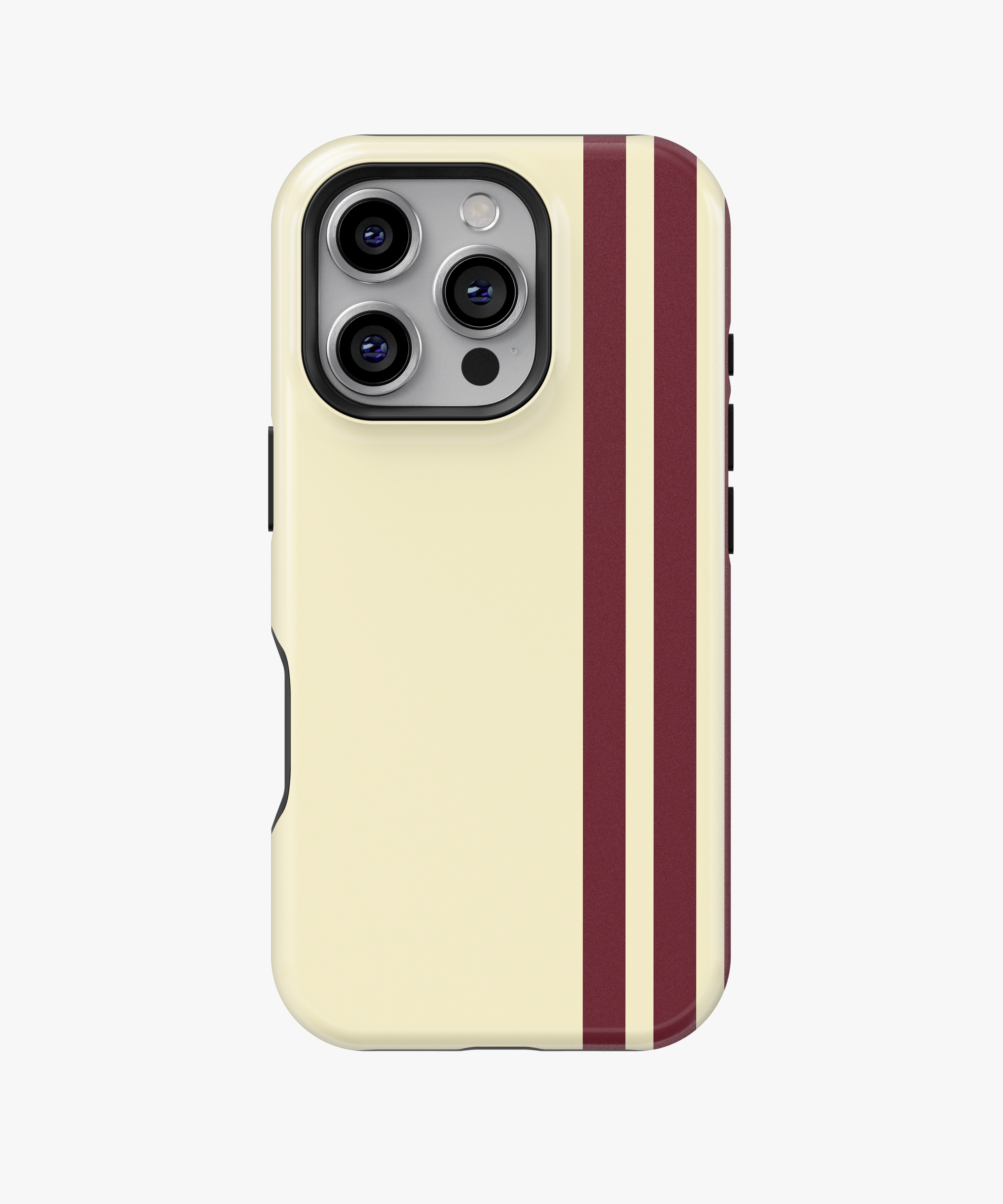 Cream Burgundy Stripe Phone Case – Minimal Vertical Racing Lines