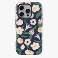 Midnight Floral Phone Case – Cream Flowers on Navy Blue
