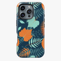 Tropical Leaf Phone Case | FireBornGuard Navy Orange Green Leaves Cover