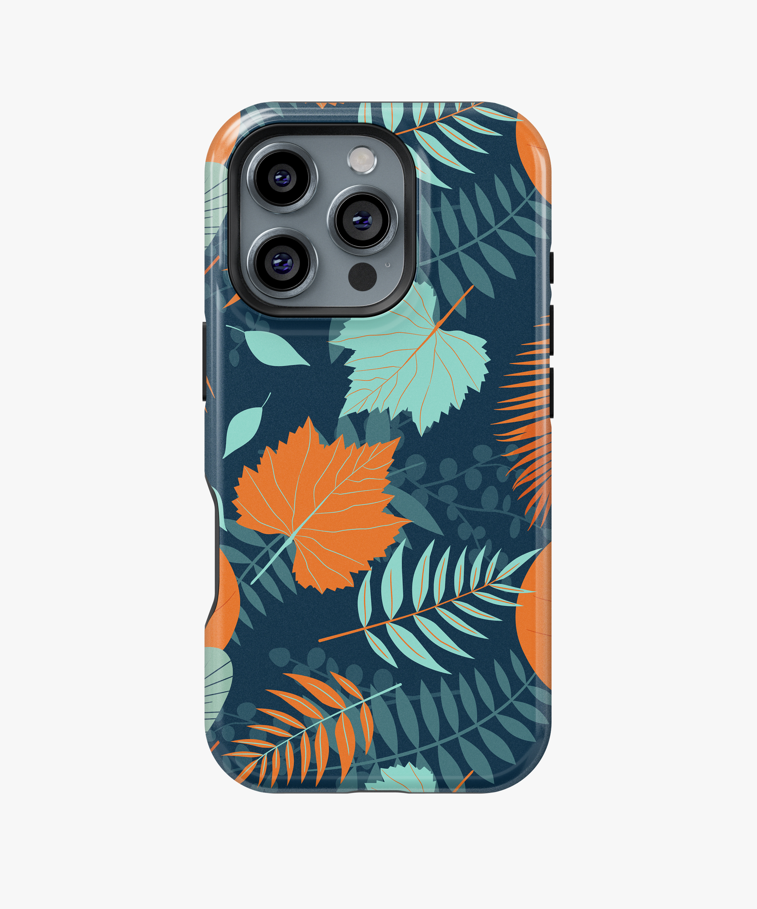 Tropical Leaf Phone Case | FireBornGuard Navy Orange Green Leaves Cover