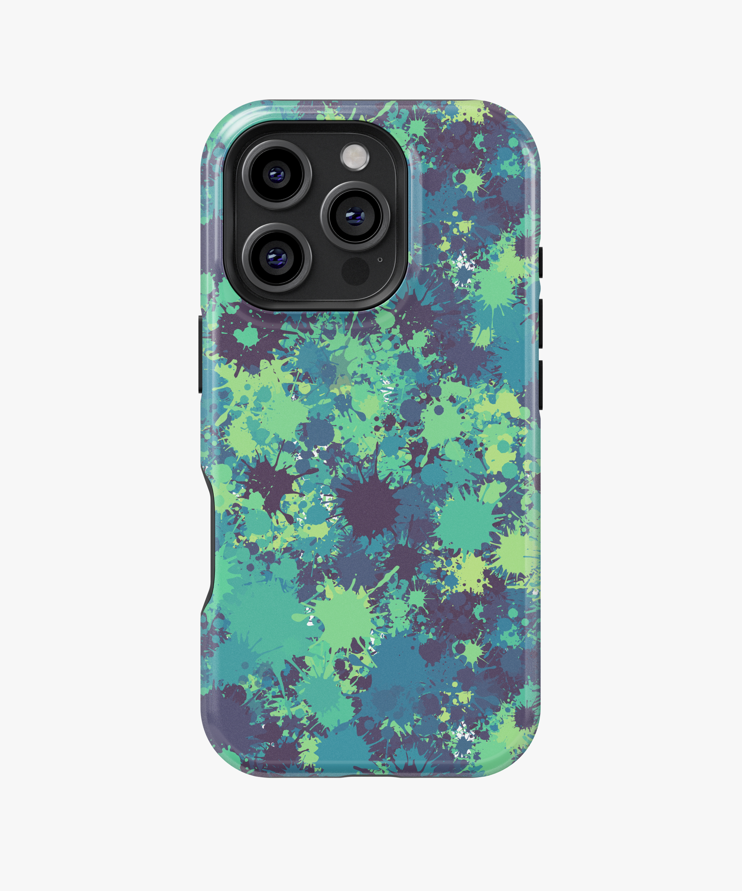 Teal & Purple Paint Splatter Pattern Protective Phone Case
