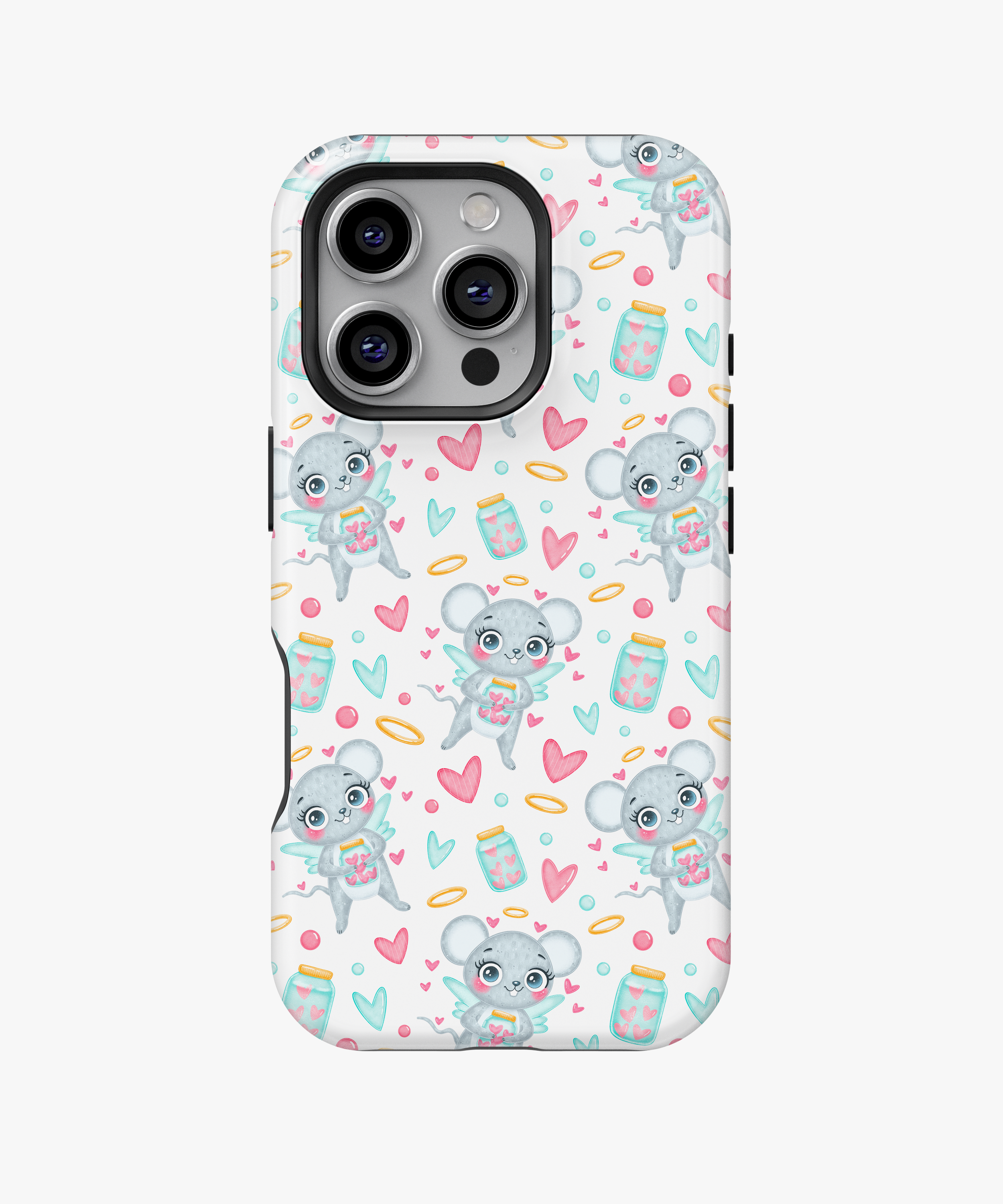 Cute Koala Angel Phone Case – Kawaii Hearts Pattern on White