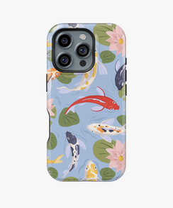 Colorful Koi Lotus Case - Fish Lily Pad Phone Cover