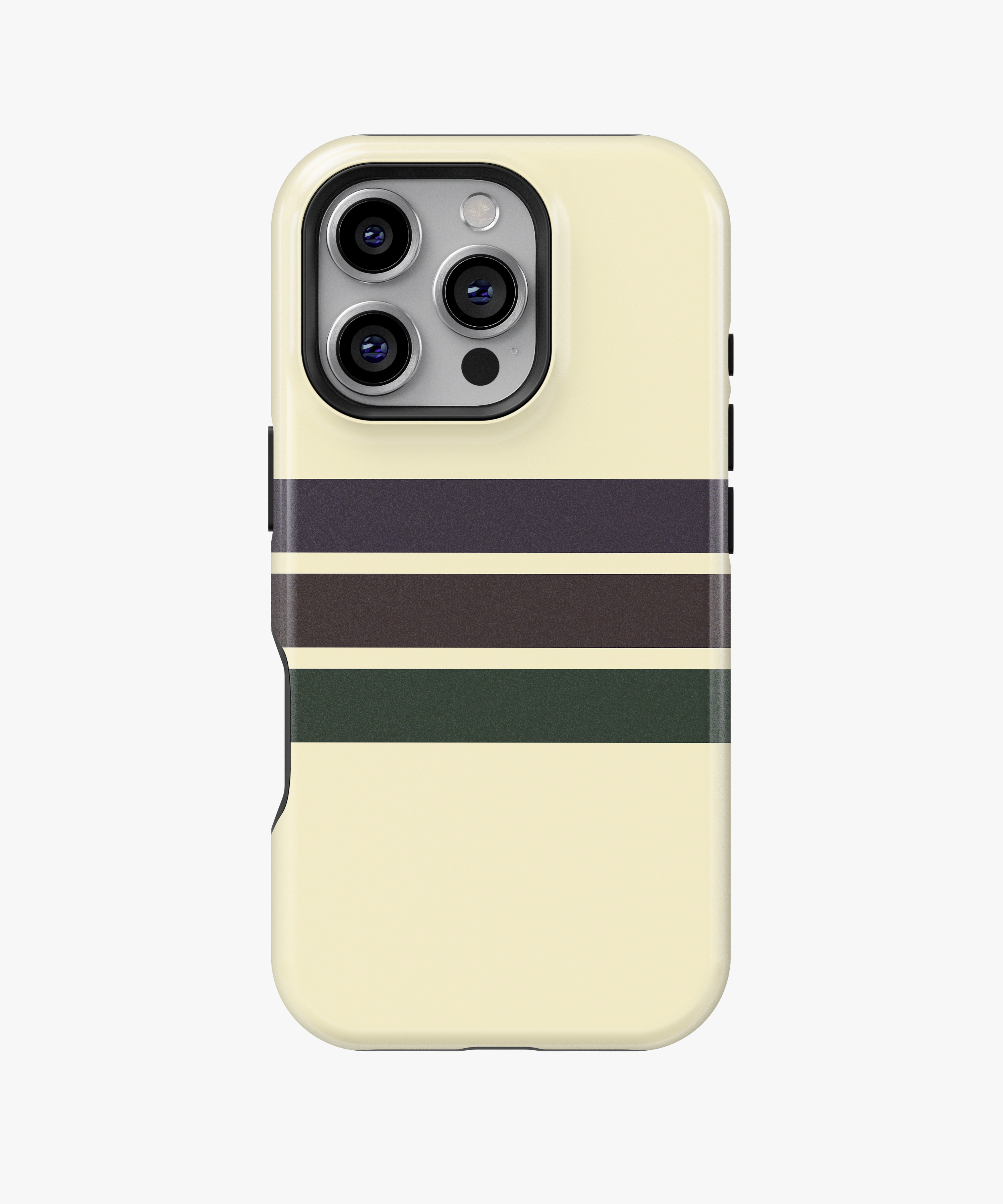 Cream Retro Stripe Phone Case – Minimal Brown & Green Lines