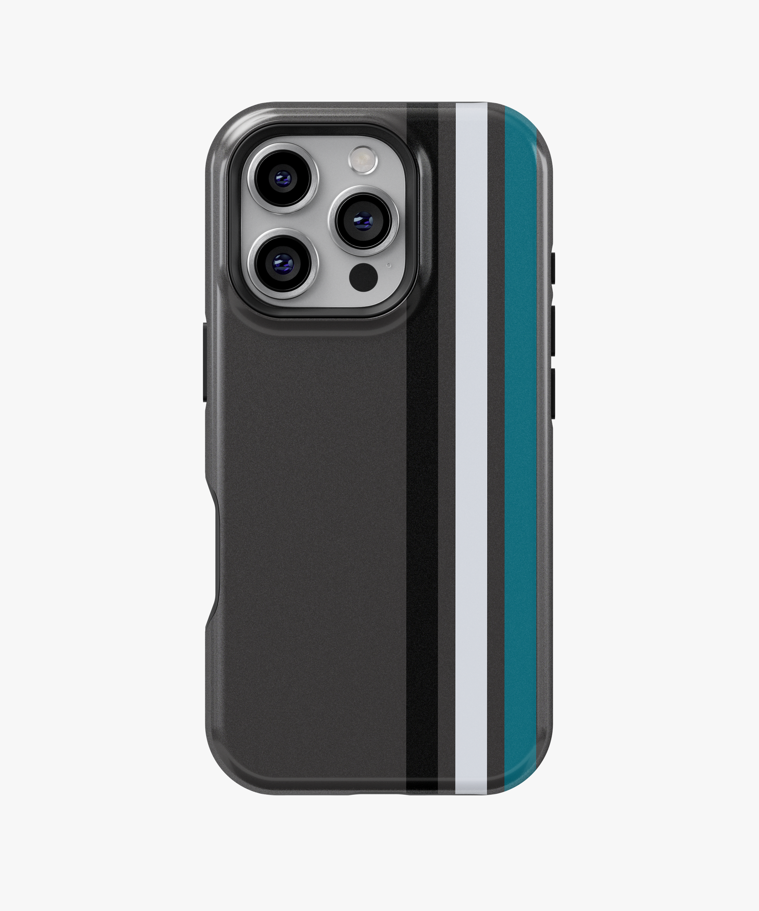 Charcoal Racing Stripe Phone Case – Minimal Teal & Grey Line Cover