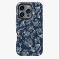 Navy Koi Fish Case - White Carp Floral Phone Cover