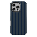 Navy Pinstripe Pattern Protective Phone Case | Dark Minimal Business Style
