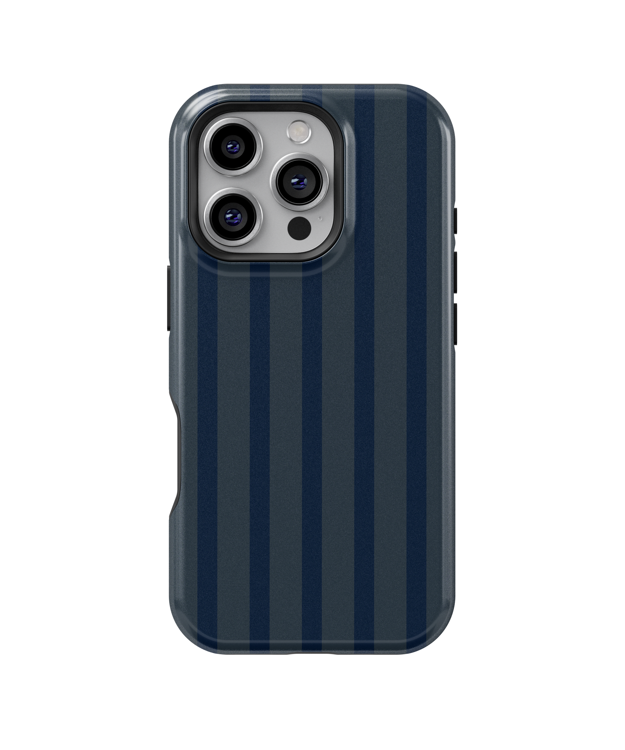 Navy Pinstripe Pattern Protective Phone Case | Dark Minimal Business Style