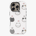 Kawaii Cat Faces Phone Case – Cute Kitty Pattern on Grid