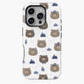 Kawaii Bear Camper Phone Case – Cute Brown Bears, Mountains and Trees on White
