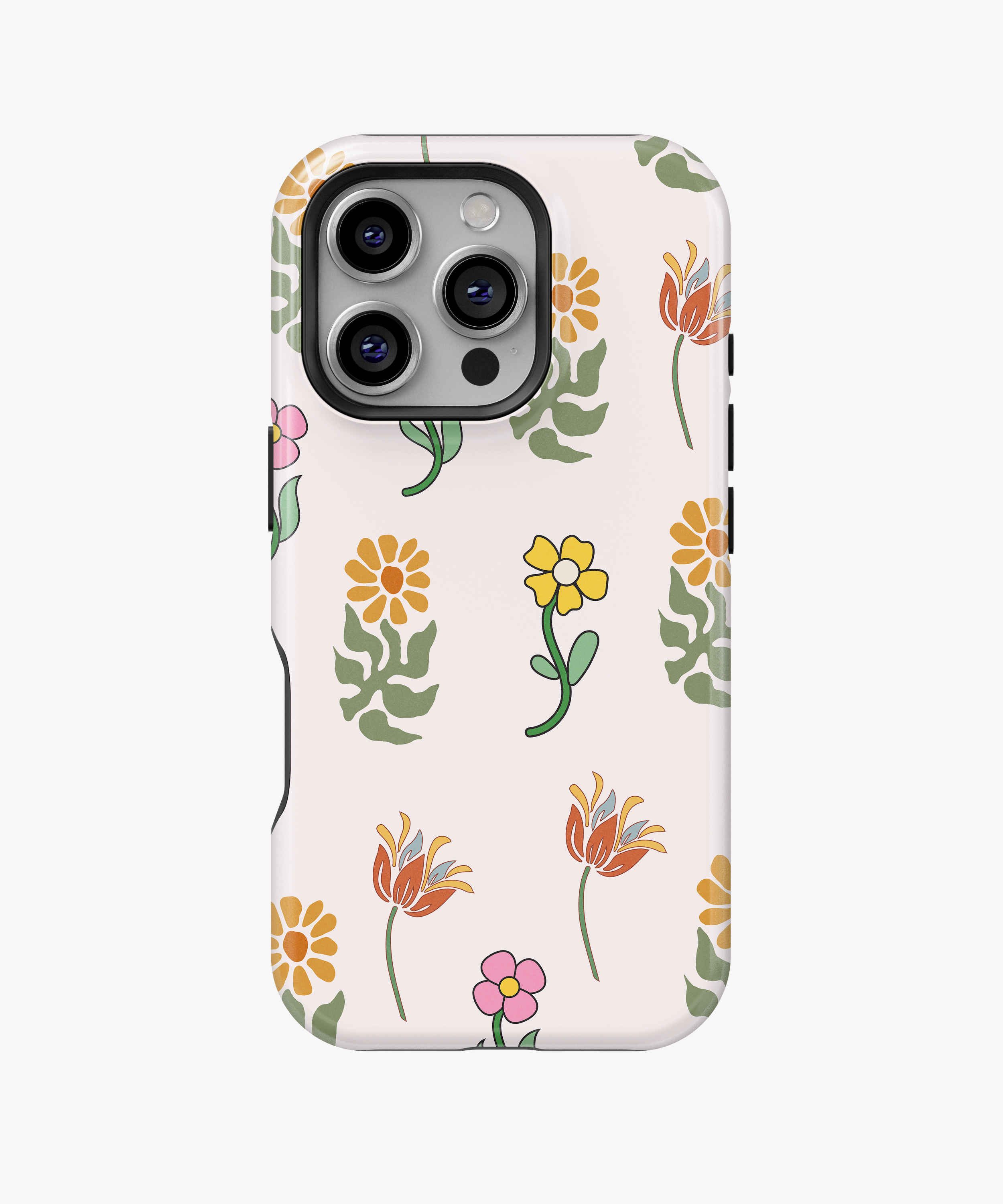 Playful Floral Phone Case – Colorful Flowers on Soft Cream