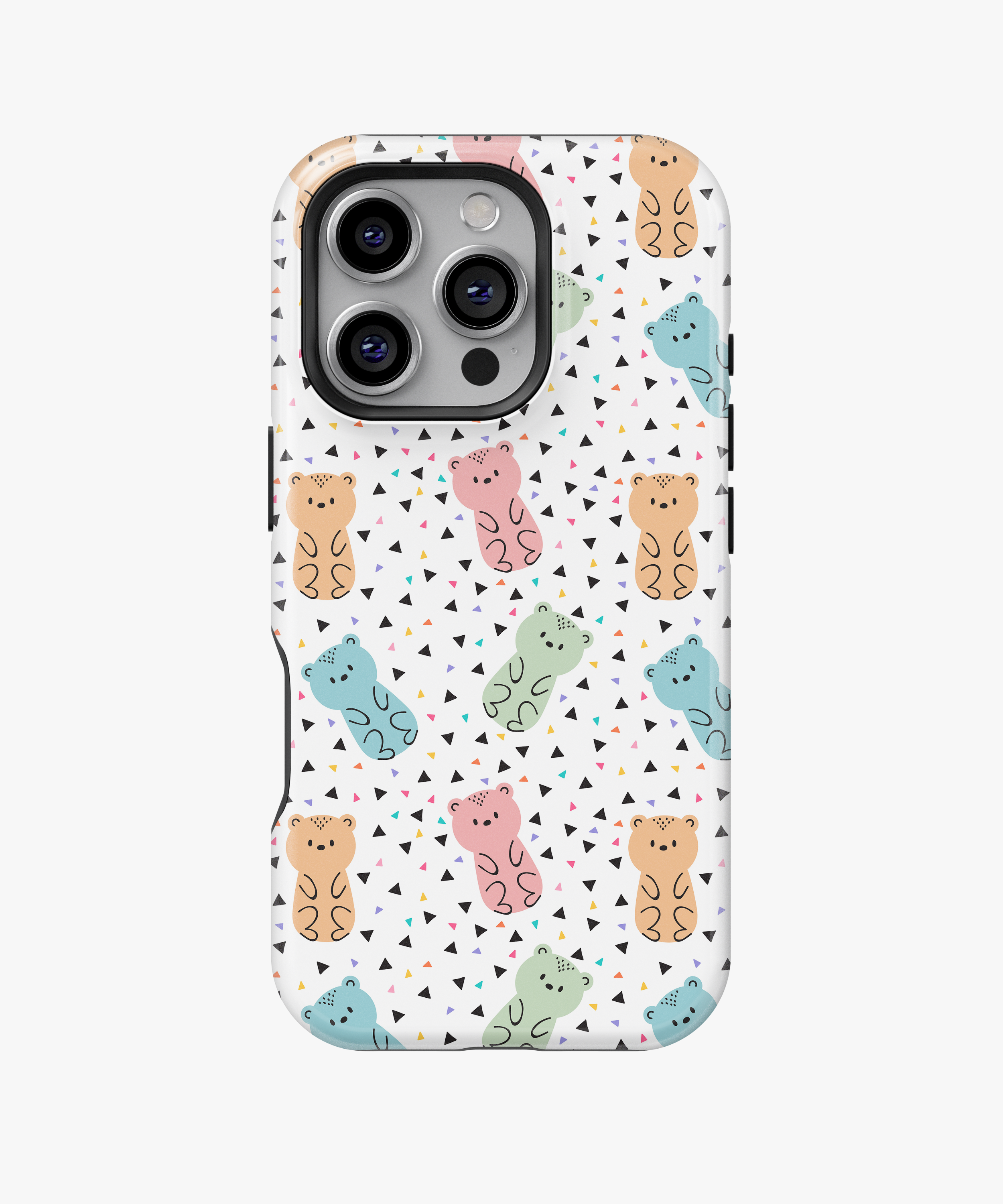 Pastel Bear Phone Case – Cute Colorful Bears on White