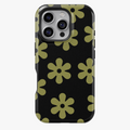 Retro Flower Phone Case – Olive Daisy Pattern on Black