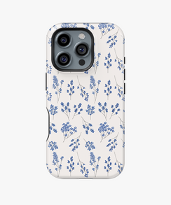 White Blue Flowers Case | Simple Wildflower Pattern Cover