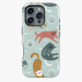 Playful Cats Phone Case – Cute Colorful Kitties on Mint Green