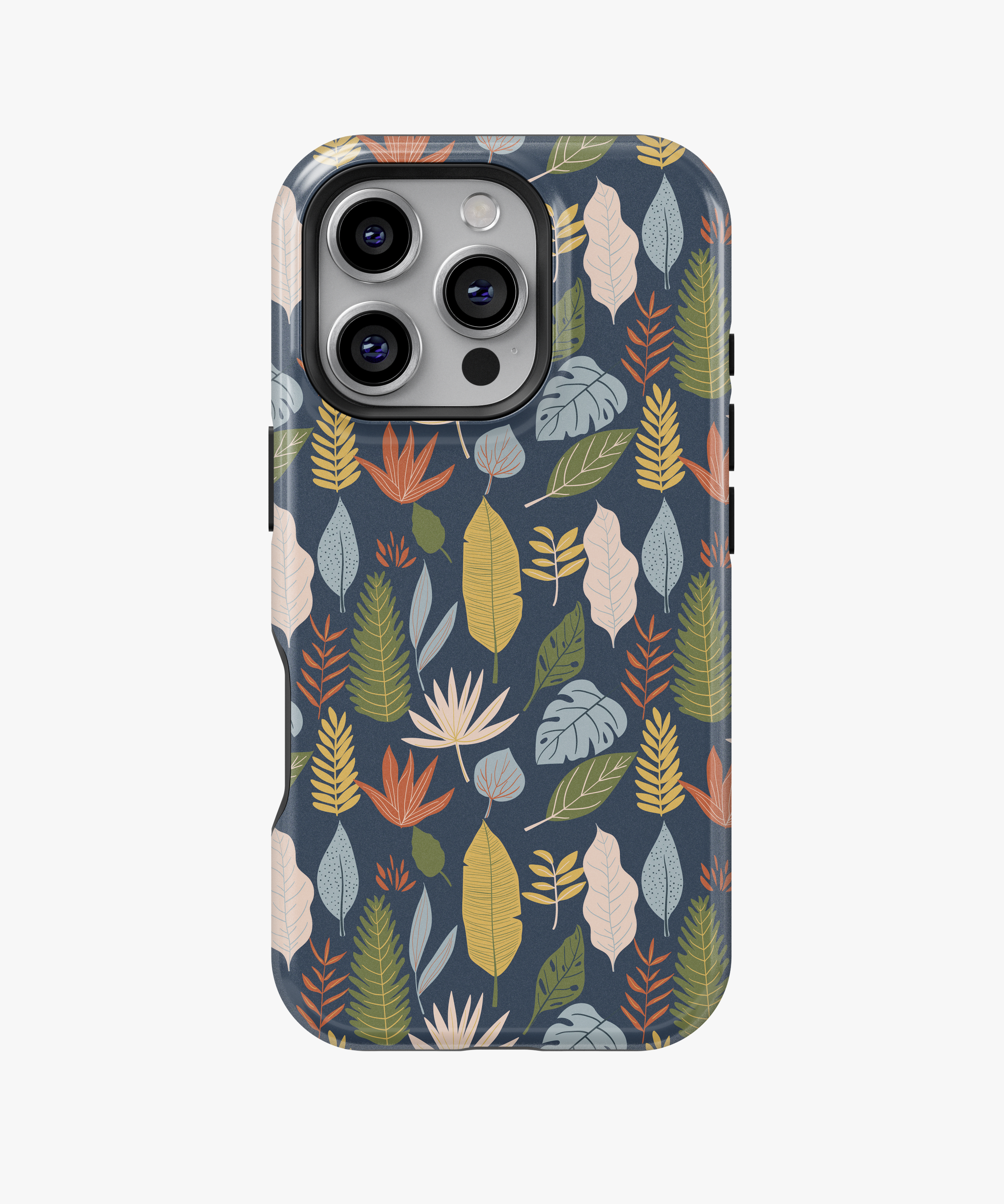 Autumn Leaf Phone Case – Colorful Foliage on Deep Blue