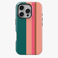 Peach and Teal Striped Phone Case