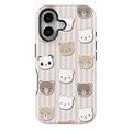 Neutral Bear Faces Phone Case – Cute Bears on Beige Stripes